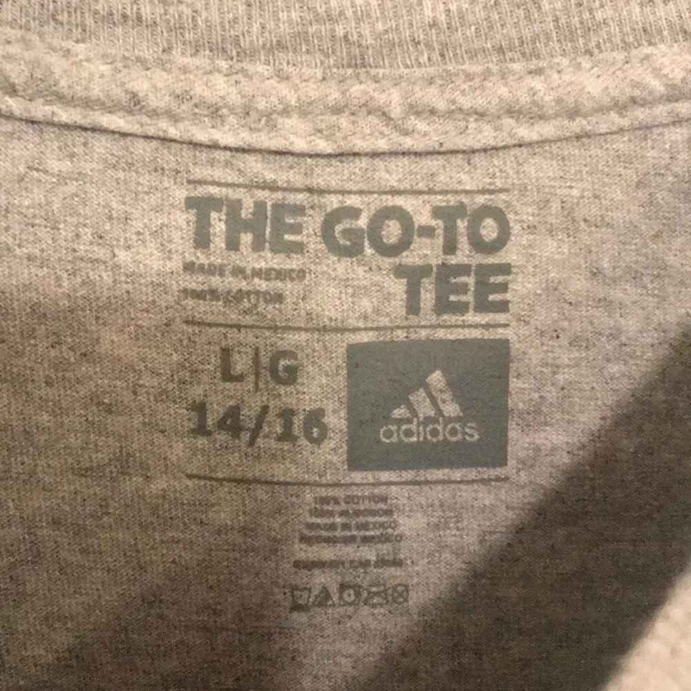 adidas Long Sleeve Tee Gray with Red & Navy Logo